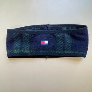 Tommy Hilfiger Fleece Headband Blue Green Plaid Unisex